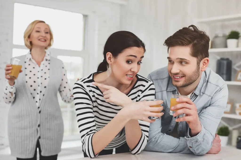 Young Mother Talking to Her Husband